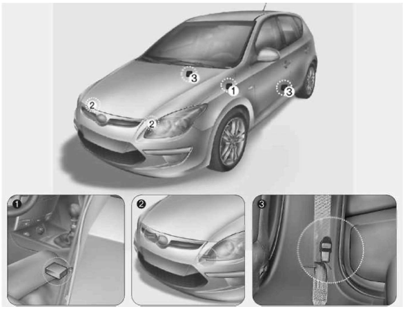 Hyundai i30 Czujniki zderzeń układu poduszek powietrznych