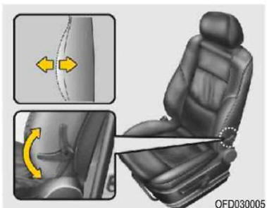 Regulacja podparcia lędźwiowego (fotel kierowcy, opcja)