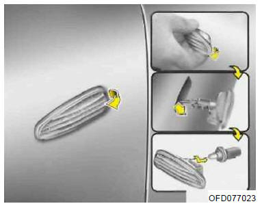 Wymiana żarówki kierunkowskazu bocznego (opcja)