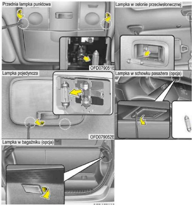 Hyundai i30 Wymiana żarówki lampki oświetlającej tablicę